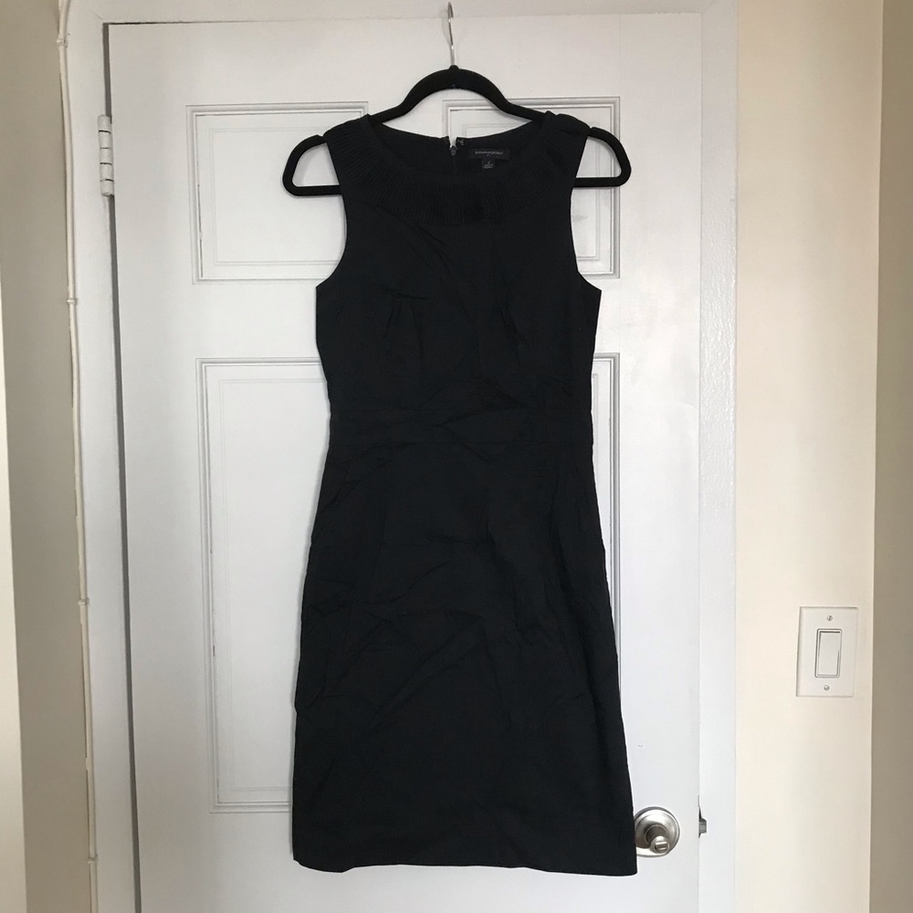 Banana Republic classic little black dress, Sleeveless pleated collar, pockets